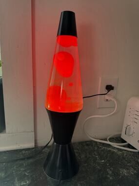 Vintage 90s Lava Lamp Hot Pink Light Groovy Underwriter Laboratories Neon Black